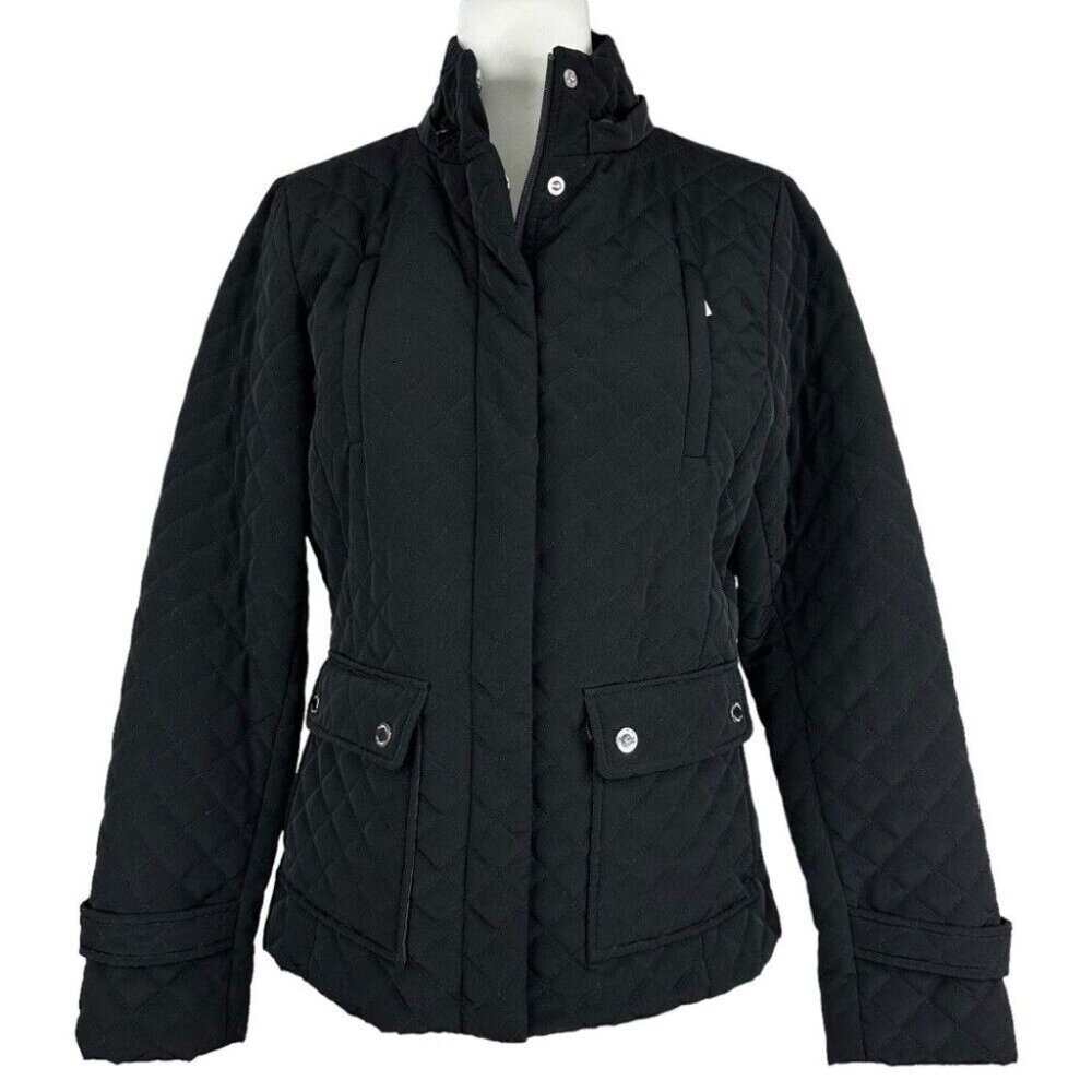 Calvin‎ Klein Women’s Black Vintage Diamond Stitched MOTO Jacket Small/C39